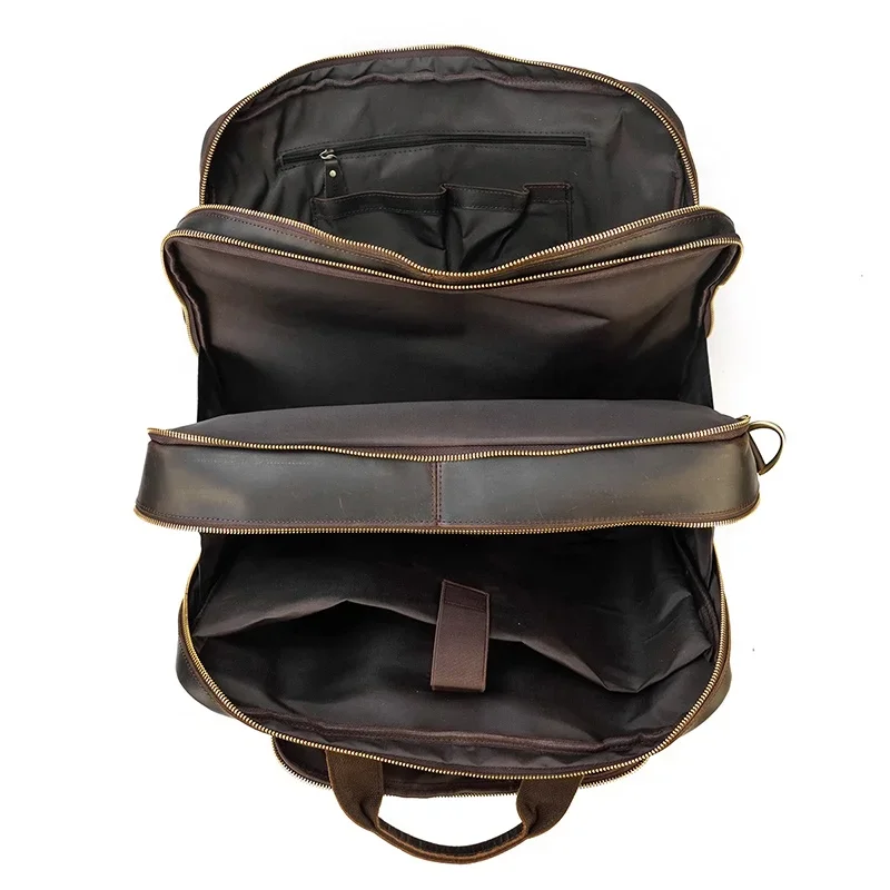 Large Capacity Travel Duffle Shoulder Bags Dropshipping Vintage 17 Inches Laptop Business Bag Genuine Leather Briefcase