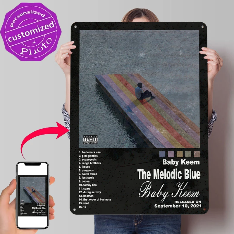 Baby Keem The Melodic Blue Albumcover Gedrucktes Poster Individuelles Wandkunst-Poster Retro Vintage Metallschilder zur Dekoration von Zimmer und Zuhause