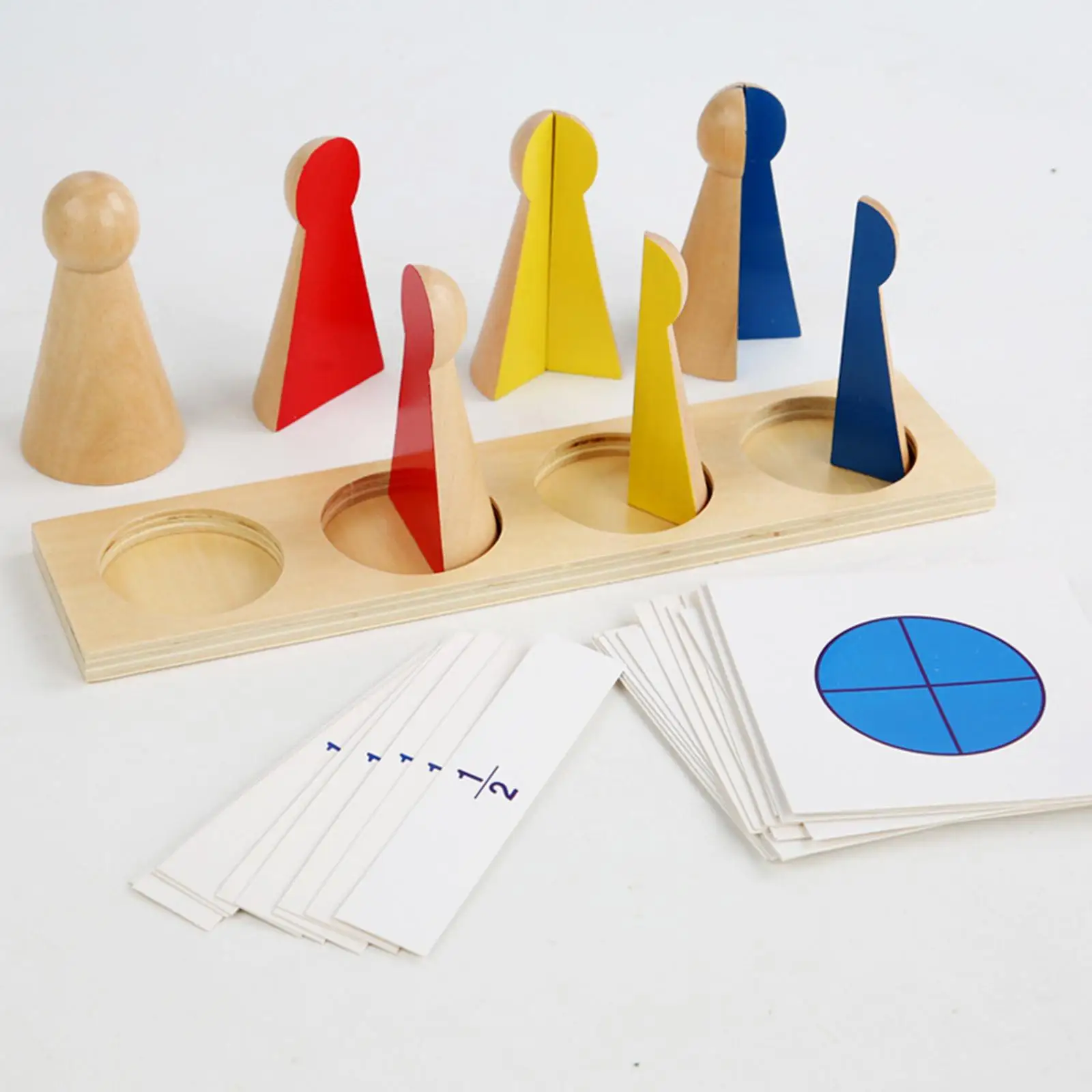 Wood Montessori Learn Fraction Math Toy,Educational Learning
