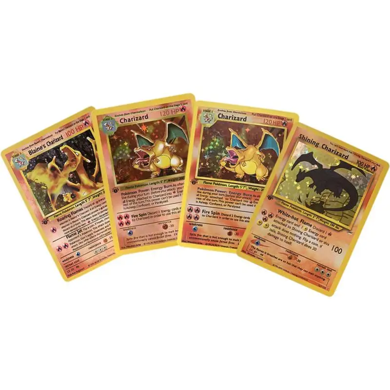 

Pokemon Basis Set Cartoon Pikachu Charizard 1996 Jaar Engels Kaarten Diy Game Pokemon Shining Game Collection Cards Gift Toys