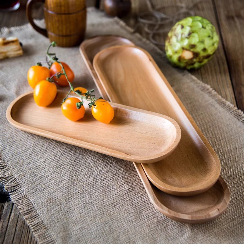 Japan Style Wooden Storage Tray, Household Creative Beech Wood Desserts Plate, Sushi Plate