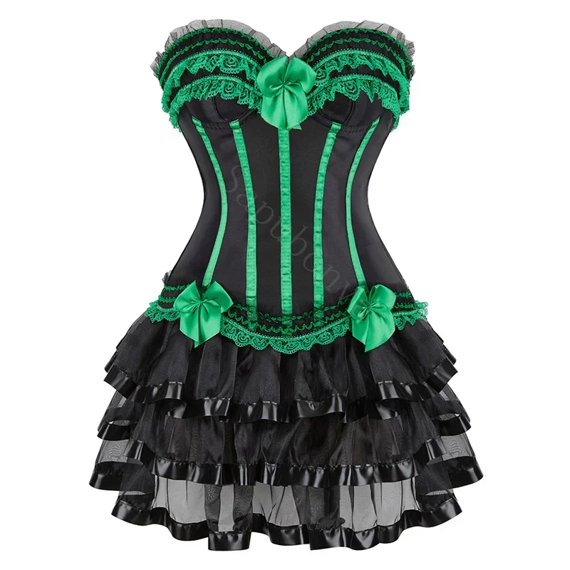 

Sapubonva Корсетное платье с юбкой, костюм ведьмы, карнавальный винтажный полосатый топ на шнуровке с цветочным принтом для женщин, большие размеры, бурлеск