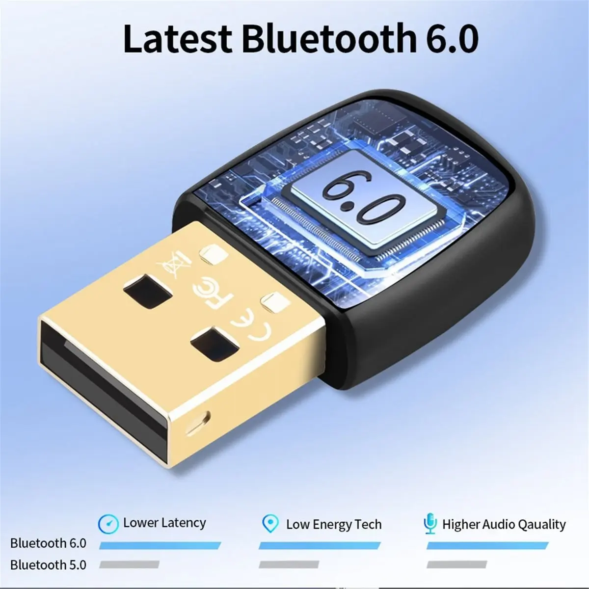 Adaptateur USB Bluetooth 6.0, transmetteur Audio et musique, Dongle récepteur pour haut-parleur Bluetooth, clavier, souris, imprimante, casque