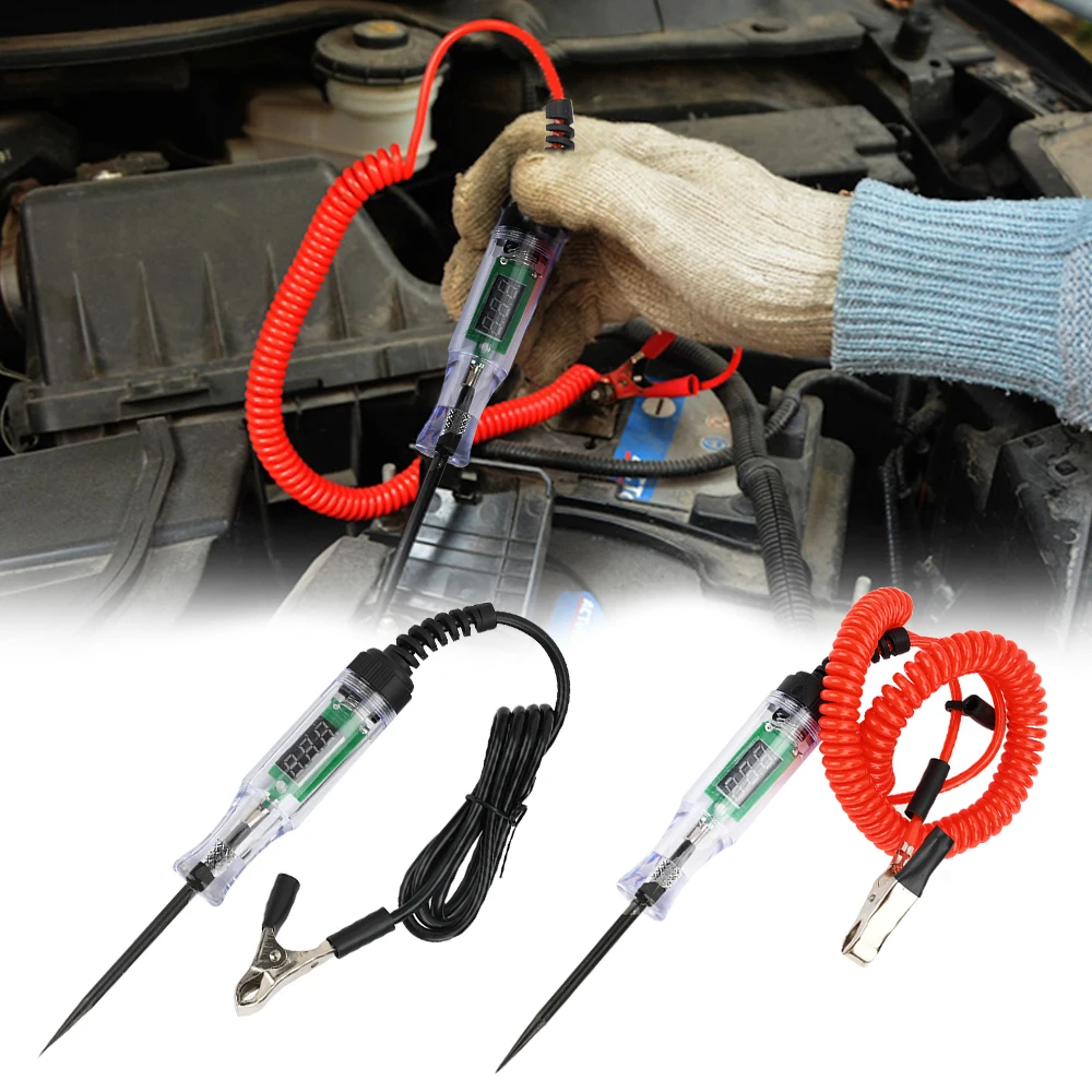 6V 12V 24V Car Truck Voltage Circuit Tester Digital LED Probe Test Pen Auto Diagnostic Repair Tool With Measuring Function
