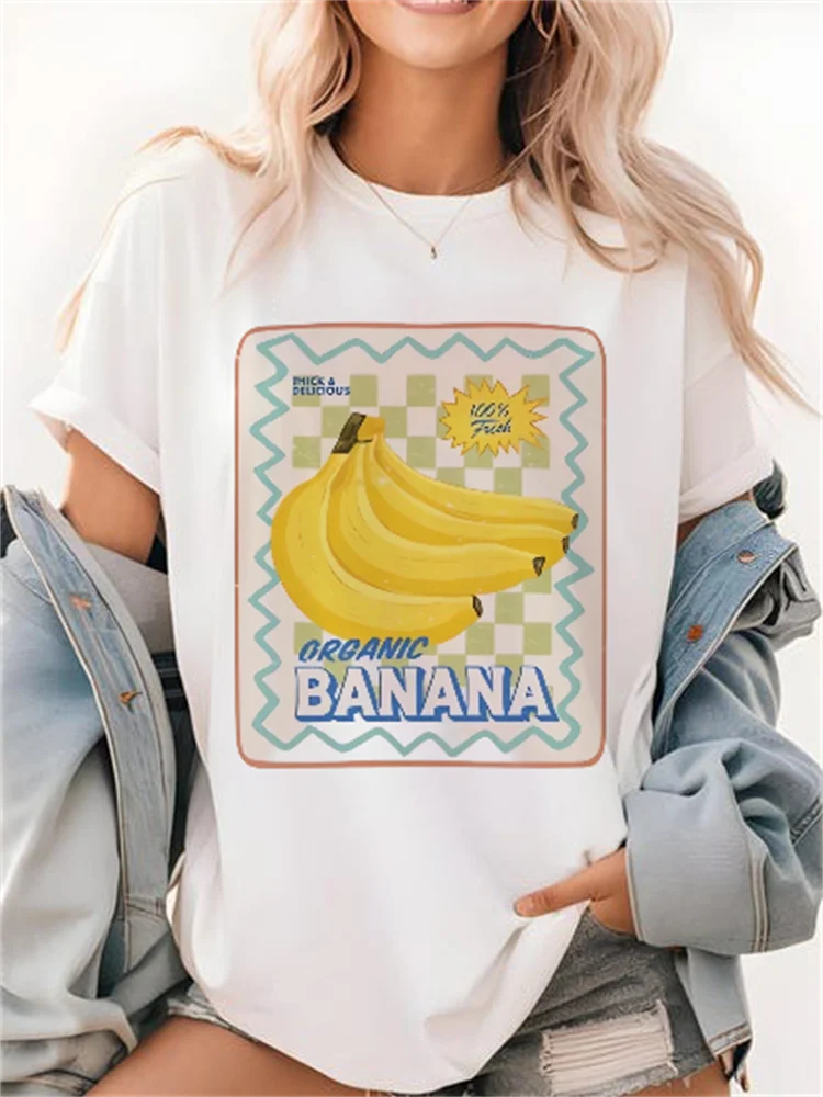 

Fresh Seafood Lobster Print Pattern Women's Top Street Travel Print Short Sleeved Summer Cute Vacation O-Neck Versatile T-Shirt