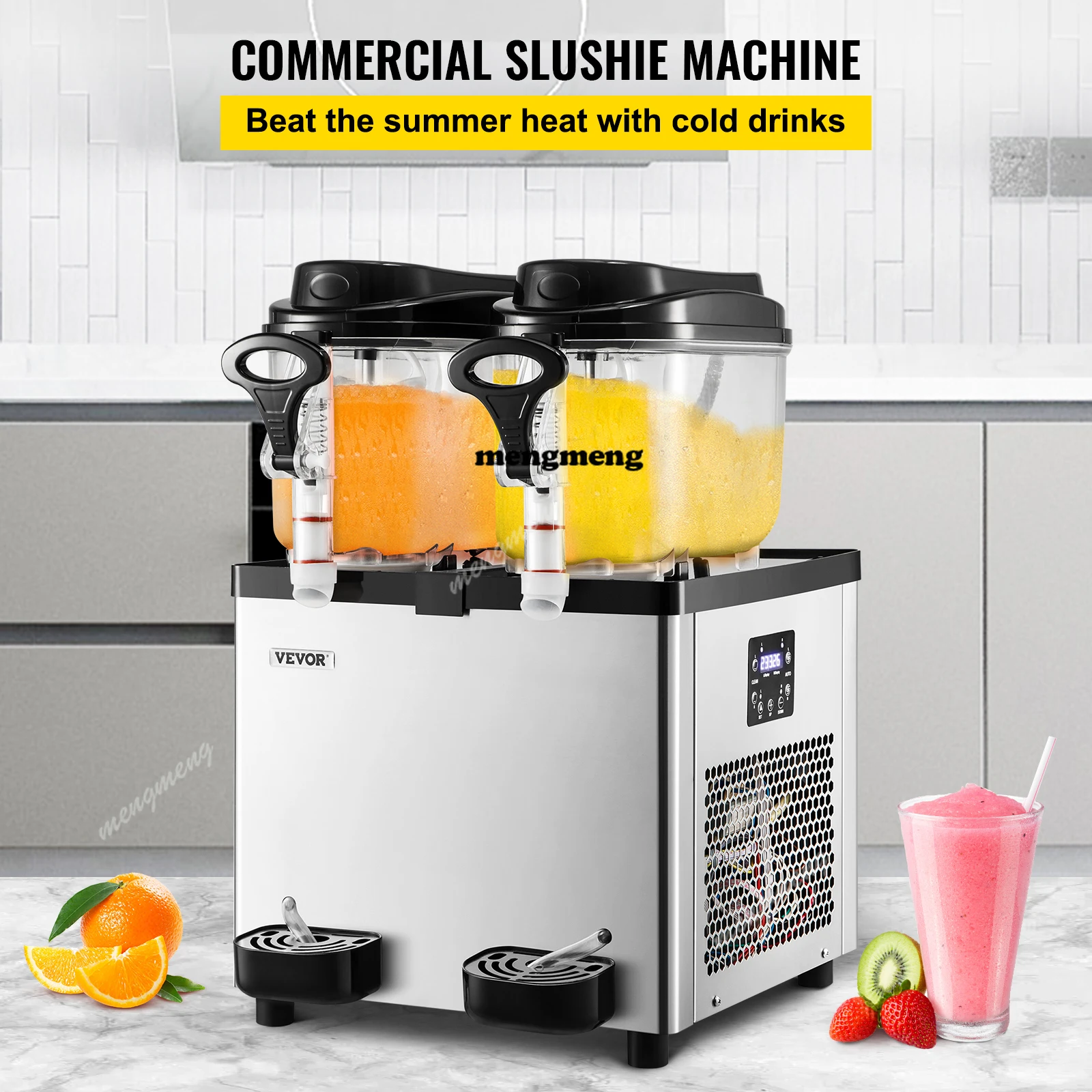 

2x6L Commercial Beverage Slush Machine Frozen Drink Juice Dispenser Ice-Cool Smoothie Maker Equipment for Restaurant Bar