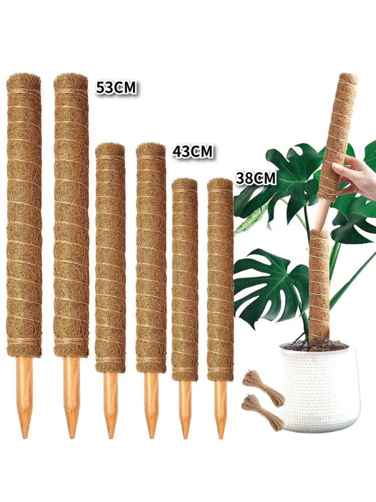 38/43/53CM Pflanzen-Kletterstange aus Kokosfaser, sicherer Garten-Kokosstab für Kletterpflanzen, Ranken und Kräuterpflanzen, Pflanzenstütze