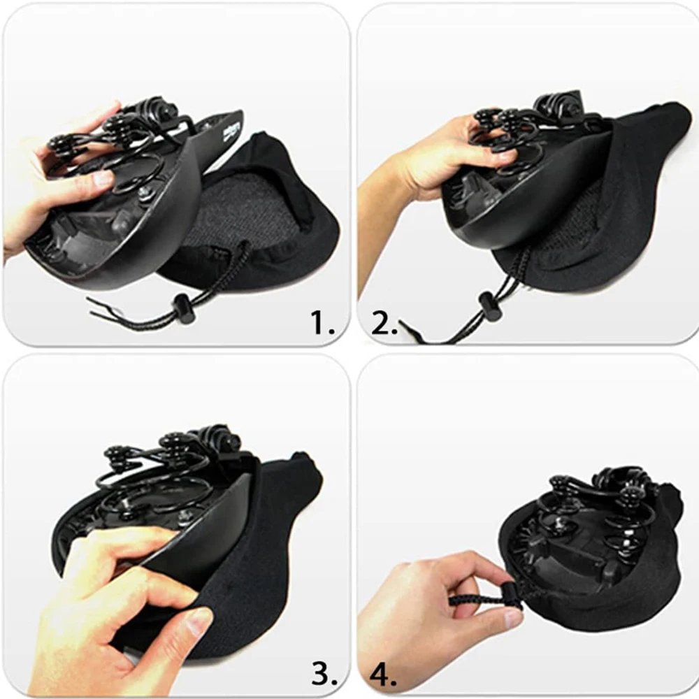 1pcs  Oversized Gel Padded Bike Seat Cover Comfort Bicycle Saddle Cushion with Non-Slip Drawstring & Waterproof Cover view 5