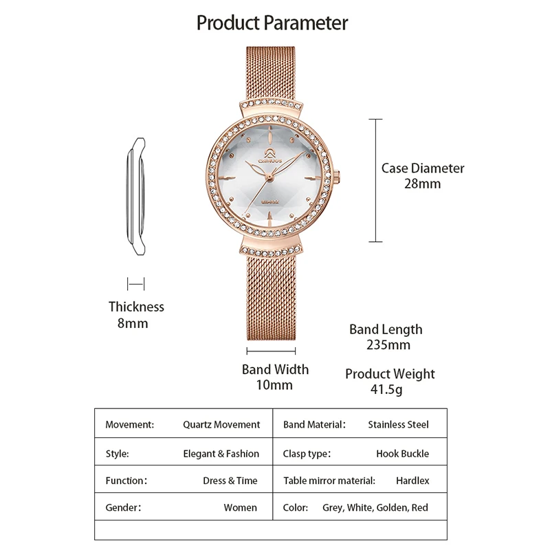 Fashion women's Watch Diamond Set Women's Quartz Watch Waterproof Stainless Steel Bracelet Watch Christmas Gifts