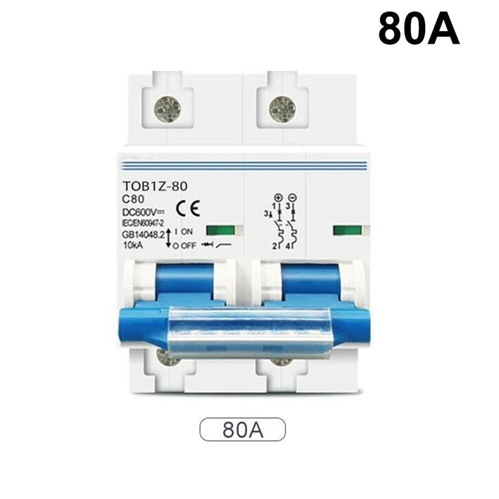 

Miniature Circuit Breaker DC 2P 600V 125A 100A 80A for Photovoltaic and Battery Protection with Flame Retardant PC Material