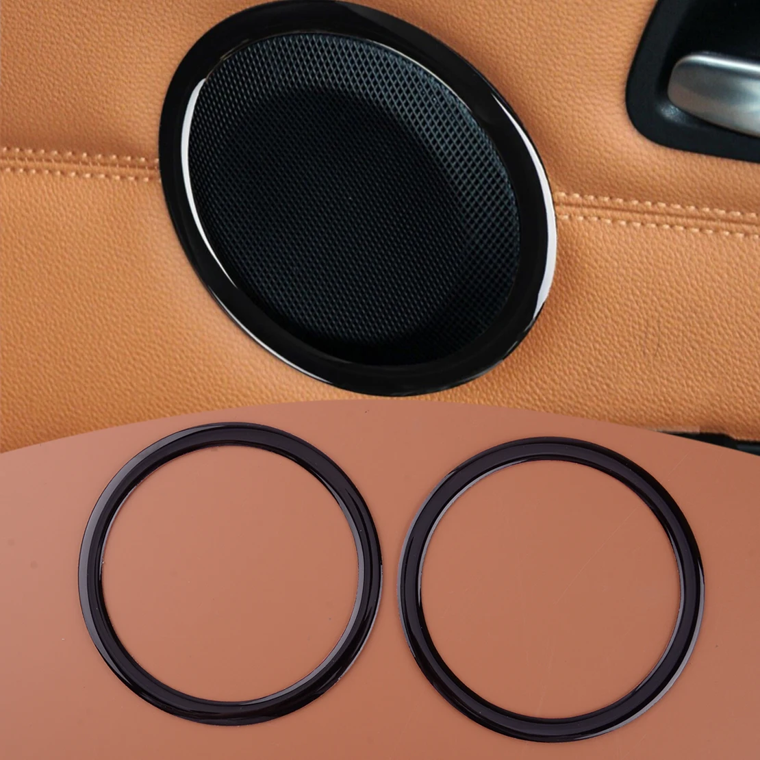 2Pcs Car Door Audio Speaker Ring Sticker Trim Plastic Fit For BMW 3 Series E90 E92 E93 X1 E84 2010-2014 2015 Glossy Piano Black