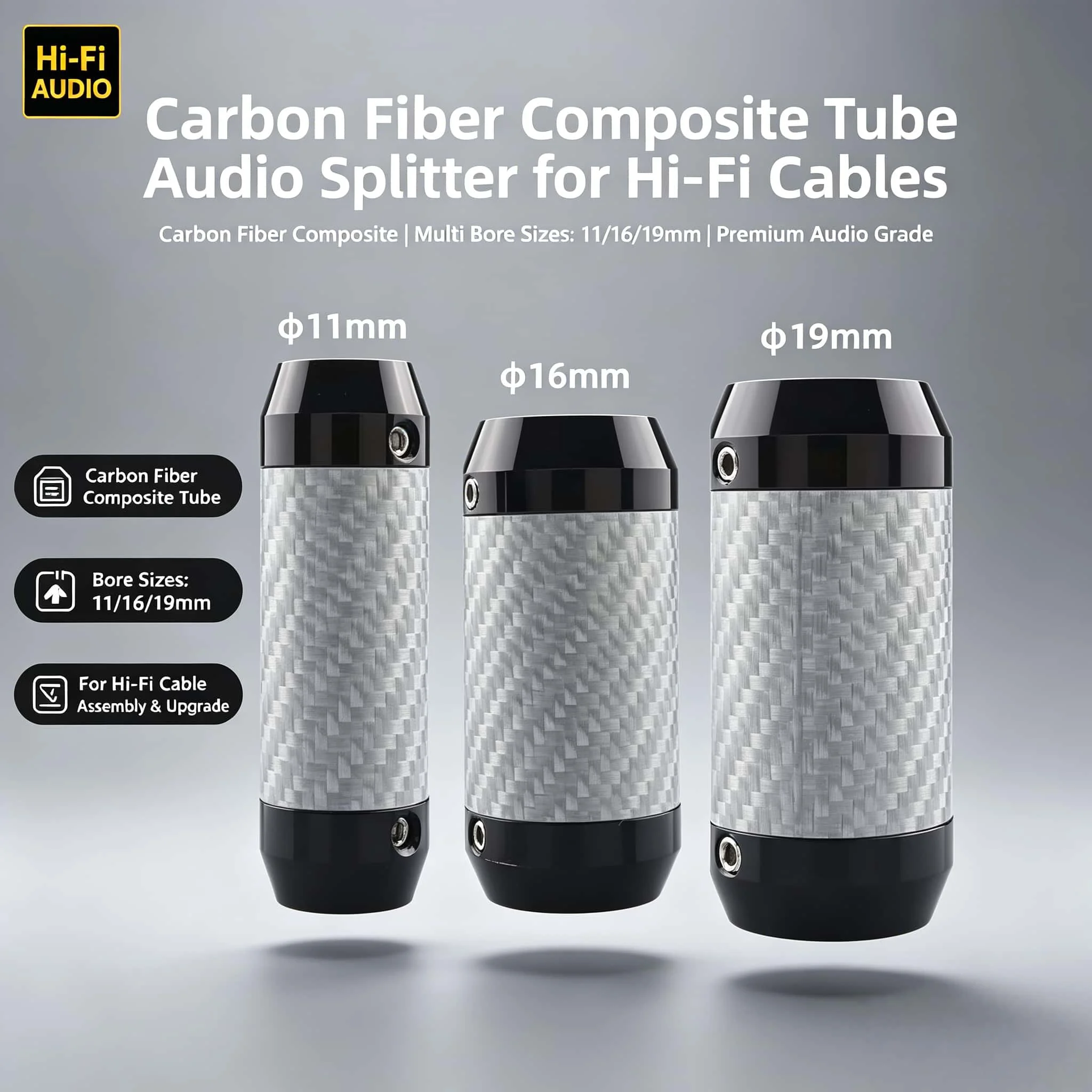 

11mm/16mm/19mm hifi Carbon Fiber Pants DIY Boot Y Splitter 1 To 2 Speaker Audio Cable Wire pant Audio Video Coaxial Power Cable