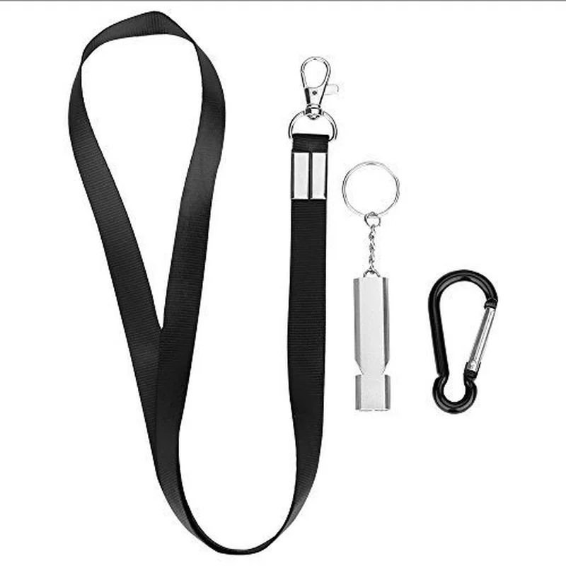 Double-frequency Alloy Tone Team Emergency Survival Whistle Two-Tube Dual Use Sound Head Outdoor Tool Keychain 120 DB 55*15*8mm