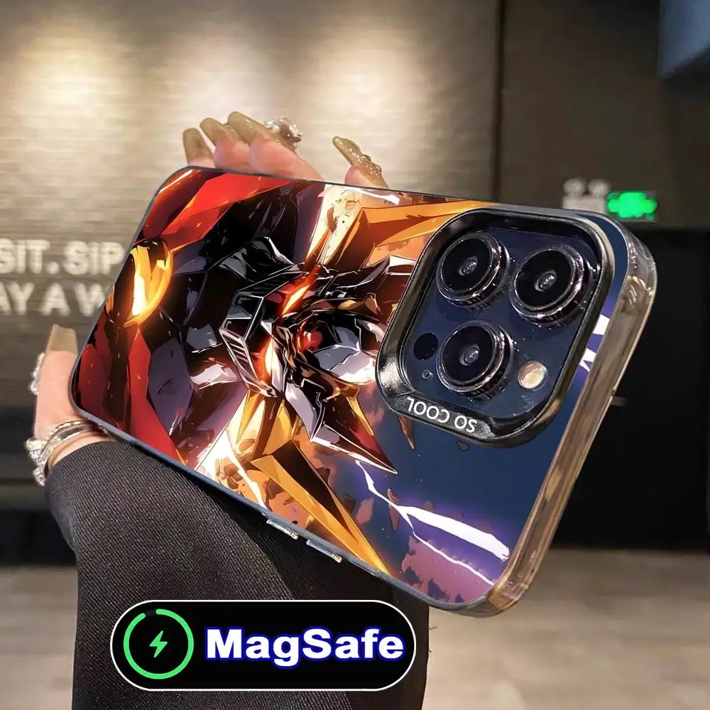 

Чехол для мобильного телефона с изображением аниме Mazinger Z для iPhone 16, 15, 14, 13, 12, 11 Pro Max Plus MagSafe, полупрозрачный чехол с цветным принтом, роскошный