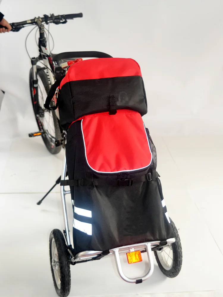 Folding Bike Cargo Trailer with Big Bag And Bike Contacter, Bicycle Trailer, 12 inch Air Wheel Shopping Trolley Luggage Cart