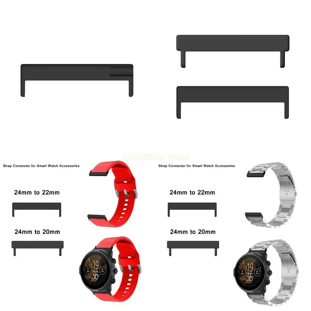1 пара адаптеров для браслета с пружинными стержнями от 24 мм до 22 мм/20 мм для замены умных часов, 1 пара