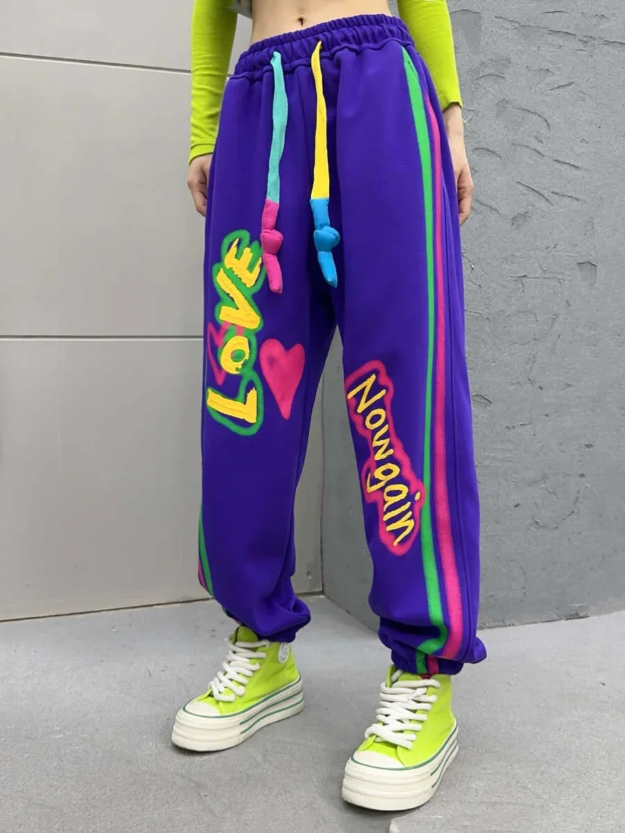 Fall 2024 New Fashionable Trousers Elastic Waist Sweatpants Women's Clothes Personalized Letter Loose Casual Versatile Pants