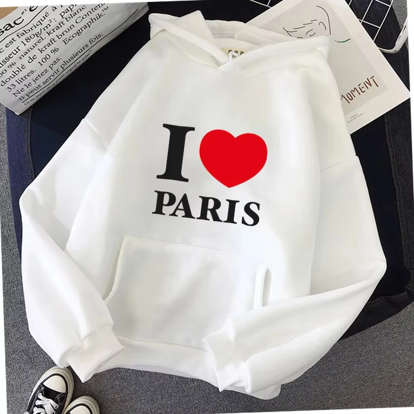 

Женские толстовки, модные осенние толстовки с принтом Paris Love, флисовая женская повседневная уличная одежда в стиле хип-хоп, мужская одежда Y2K, пуловер с капюшоном унисекс