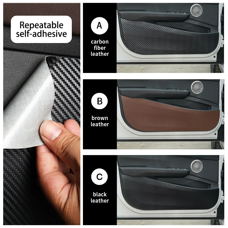 4Pcs For BMW 1 Series F20 F21 F52 F40 2017-2023 Car Door Anti Kick Pads Carbon Fiber Leather Door Sill Plate Protection Sticker