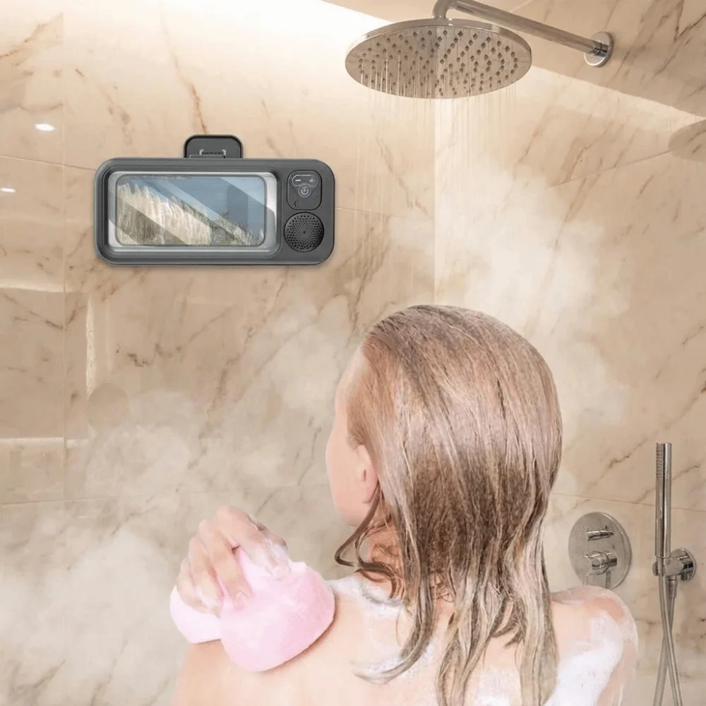 Waterproof Bathroom Bluetooth Speaker Box Anti-Fog Long Playtime Suction Cup Mounted Wireless Shower Speaker Wall Mounted