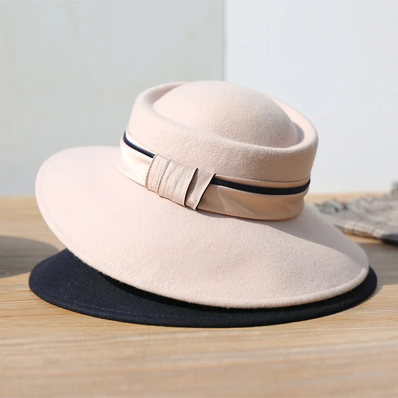 New Wool Women Men Fedora Hat For Winter Autumn Elegant Lady Gangster Trilby Felt Homburg Church Jazz Hat 55-58CM adjustable