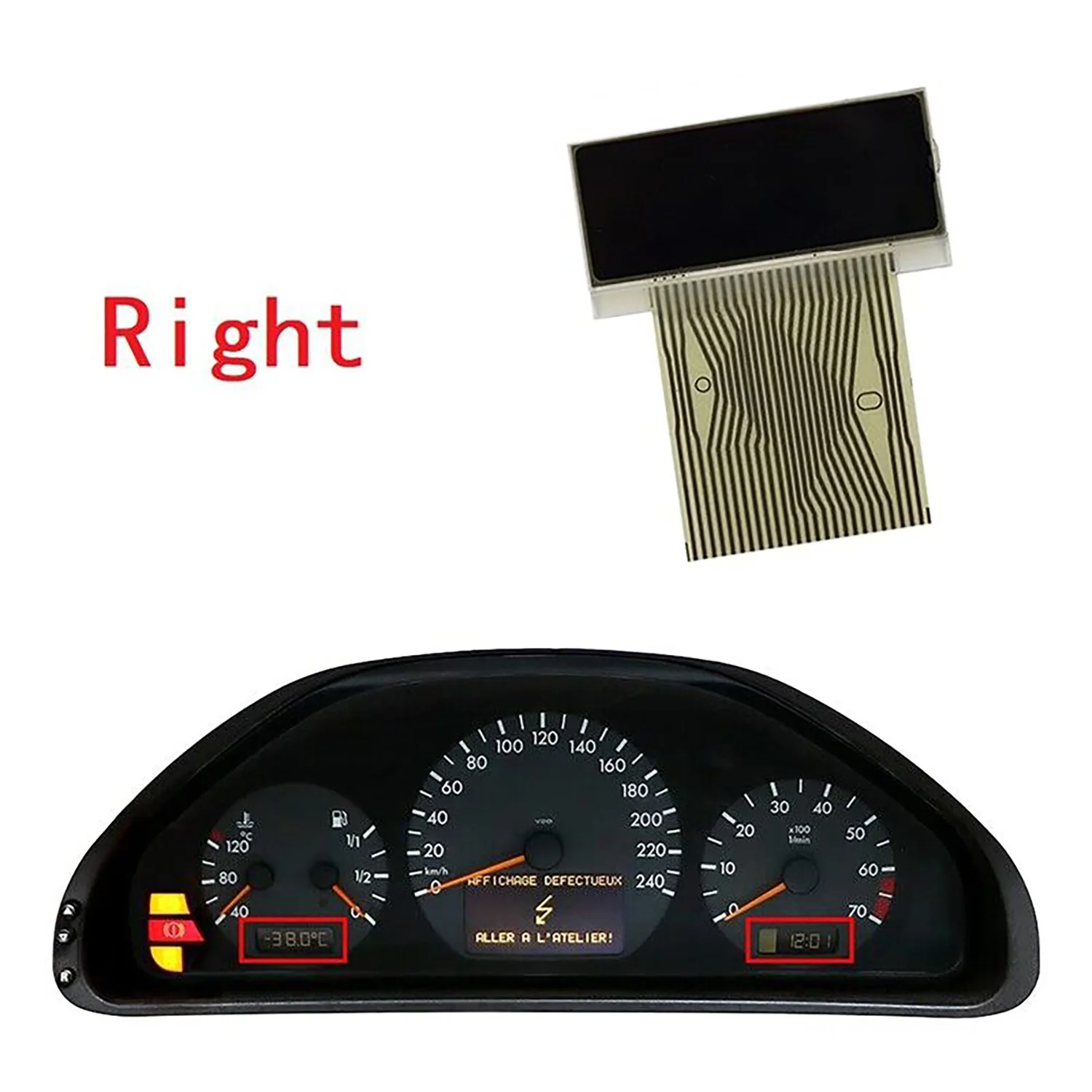 2 szt. Lewy i prawy wyświetlacz LCD licznika samochodowego do Mercedes Benz Klasy E, Klasy CLK, S210, W210, W208, R170, W208, E320