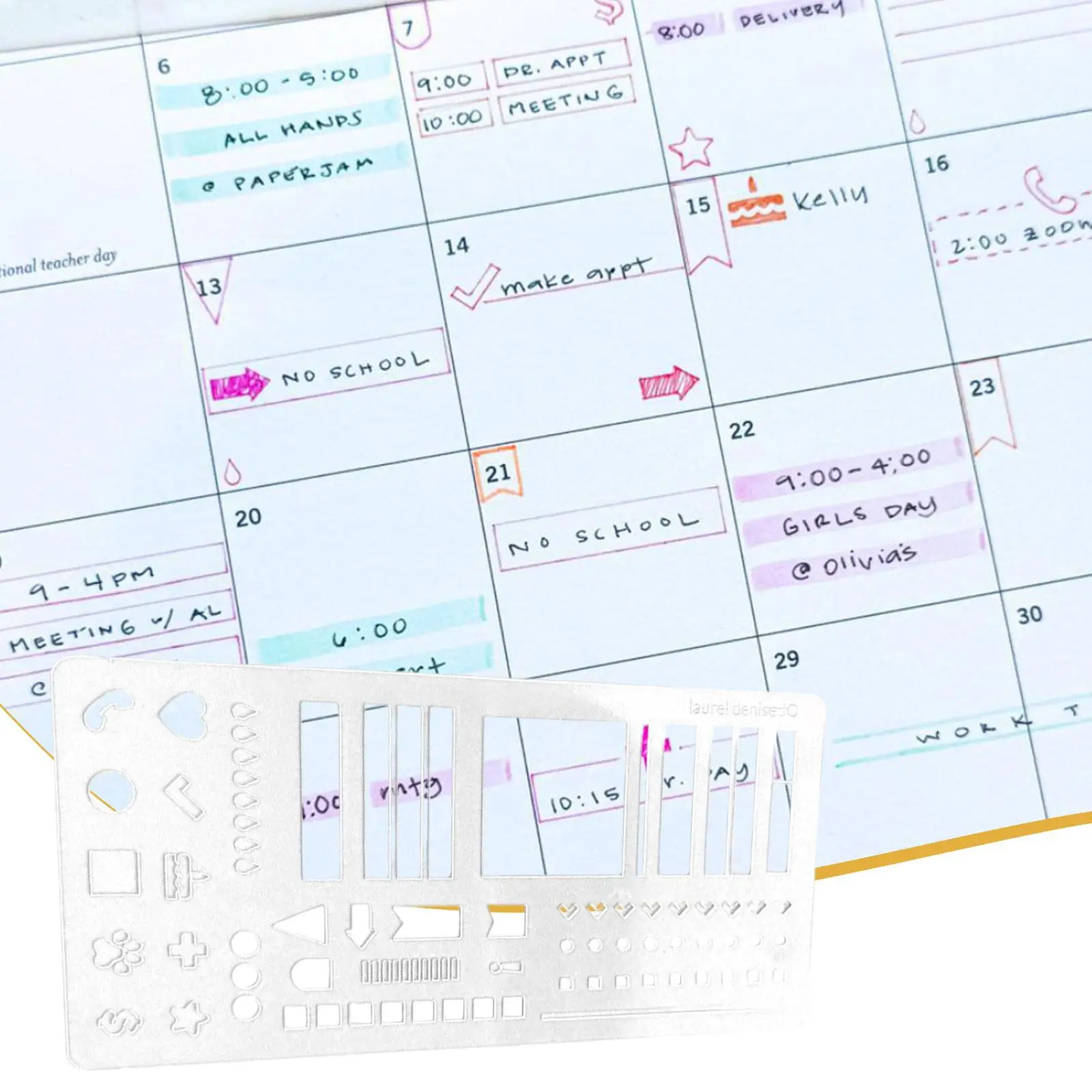 Planner Template Stencil, Schedule Scrapbook Diary Transparent Planning Calendar Template, Journaling Stencil, Reusable Portable