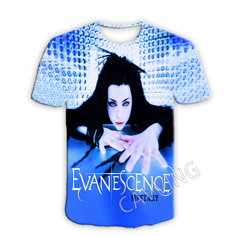 Nova moda feminina/masculina impressão 3d evanescência banda camisetas casuais música de metal camisetas harajuku estilos topos roupas t02