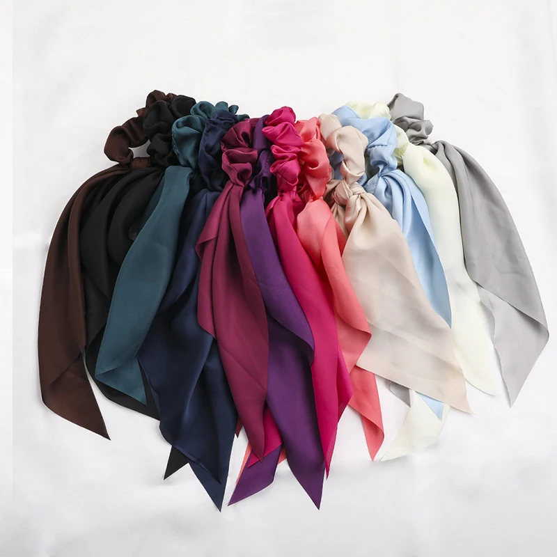 2023 mode Druck Chiffon Lange Band Scrunchies Frauen Mädchen Pferdeschwanz Schal Elastische Haar Bands Krawatten Haar Zubehör Großhandel