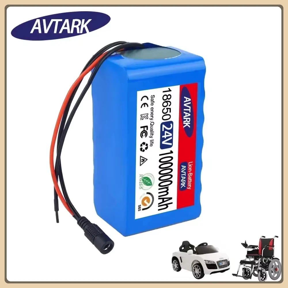 2025 100% NEW 24V 7S3P 18650 Lithium-Ion Battery Pack 100Ah with 20A Balanced BMS for Scooter Electric Wheelchair + 2A Charger