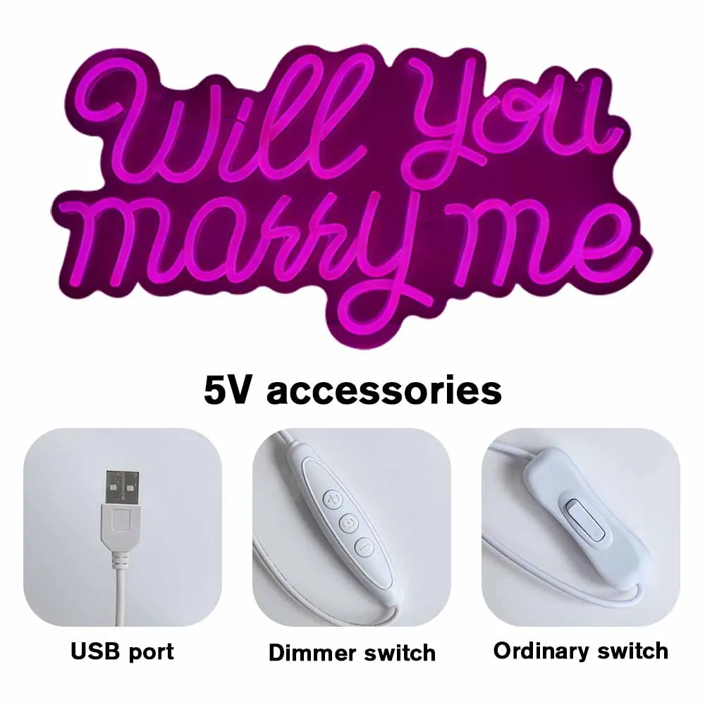 "سوف تتزوجني" LED النيون علامة رومانسية الزفاف اقتراح جو مصباح لديكور غرفة الحائط هدية عيد الحب