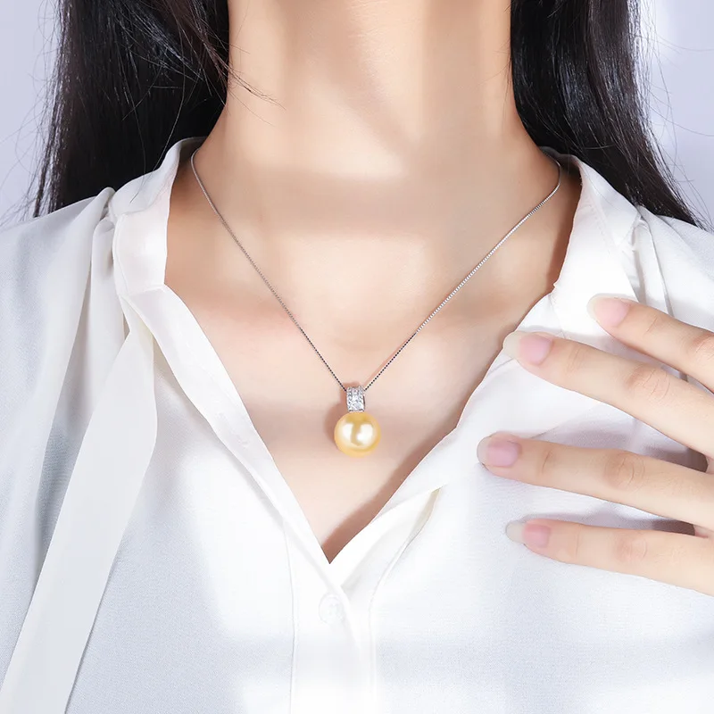 Jewelry S925 Silver Inlaid Obey Mother Pearl Simple Fashion Women's Pearl Pendant Necklace 16mm