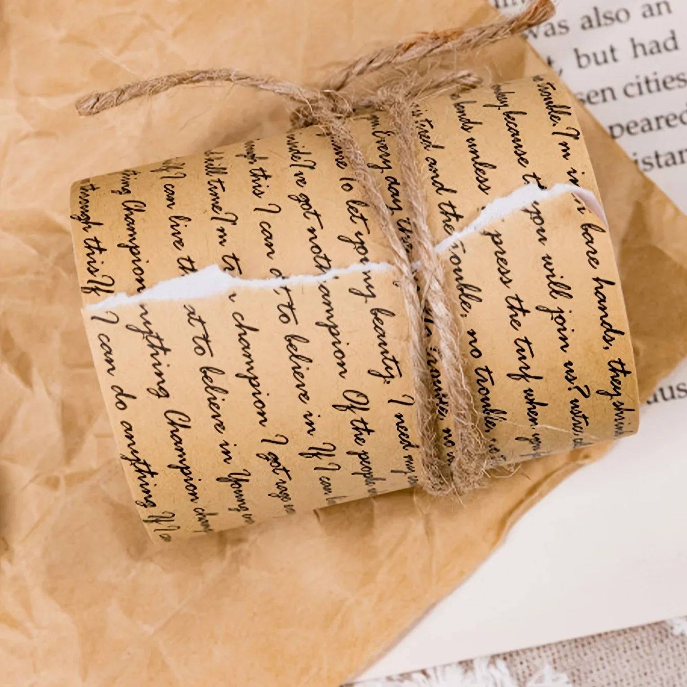 Retro English Kraft Paper Tape Journal Collage Masking Tape Grid Letter Text Tape Adhesive Tape DIY Scrapbooking Sticker Label