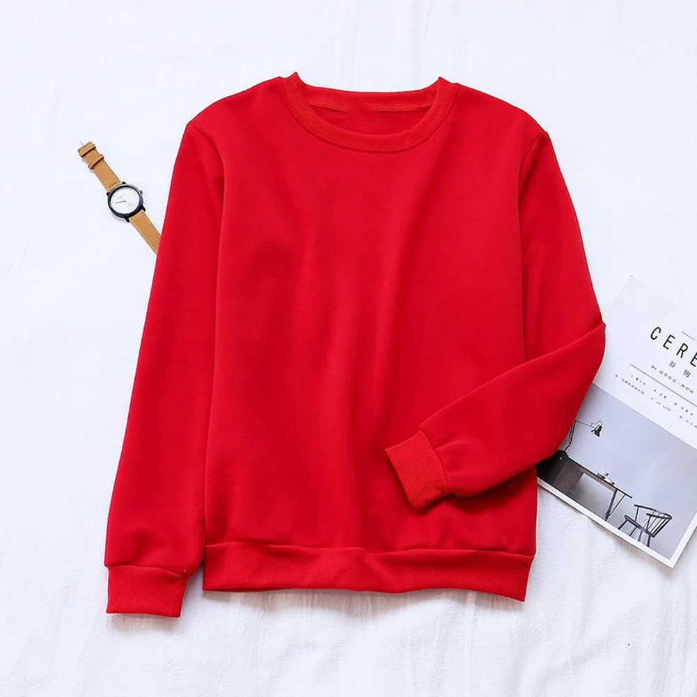 

Женская одежда: топ с круглым вырезом, женский свитшот, повседневная модная свободная кофта, однотонный свитшот