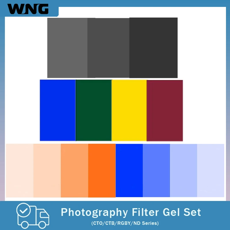 15PCS Color Gel Filters 50x40cm 20x25cm CTO CTB RGB ND Lighting Filter Color Correction Light Sheet Film for Studio Flash Light