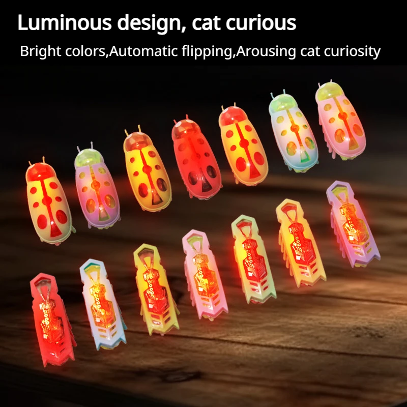 Cat Toys Luminescence Electric Worms Pet Interactions Insects Beetle Micro Worms Automatic Flipping Obstacle Avoidance Plaything - view 3