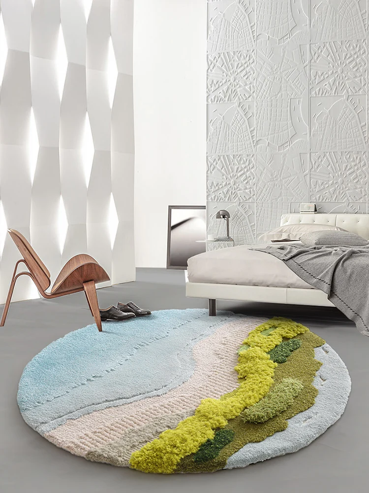 Handmade Wool Carpet Living Room Creative Beach Round Rugs For Bedroom Home Sofa Coffee Table Floor Mat Cloakroom Thick Carpets