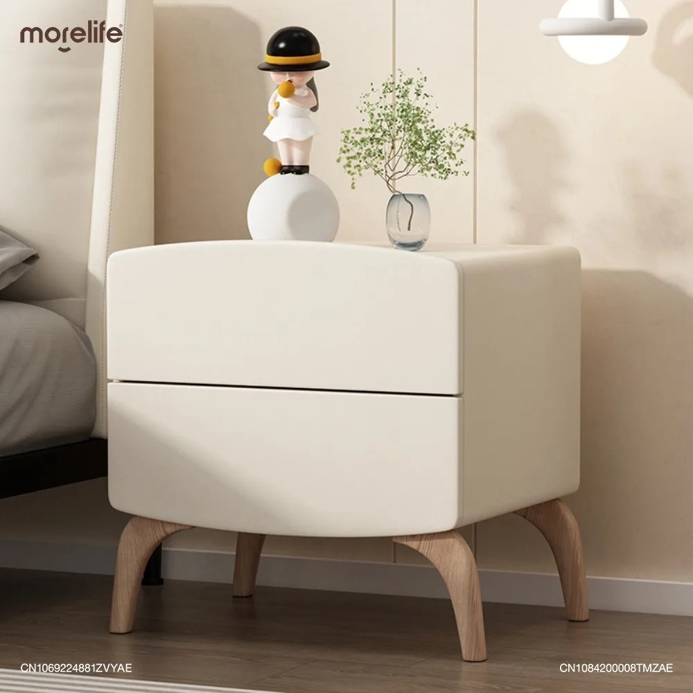 

Simple Modern Solid Wood Bedside Table Italian Style Light Luxury Minimalist Children's Cream Style Storage Cabinets Bedroom K01