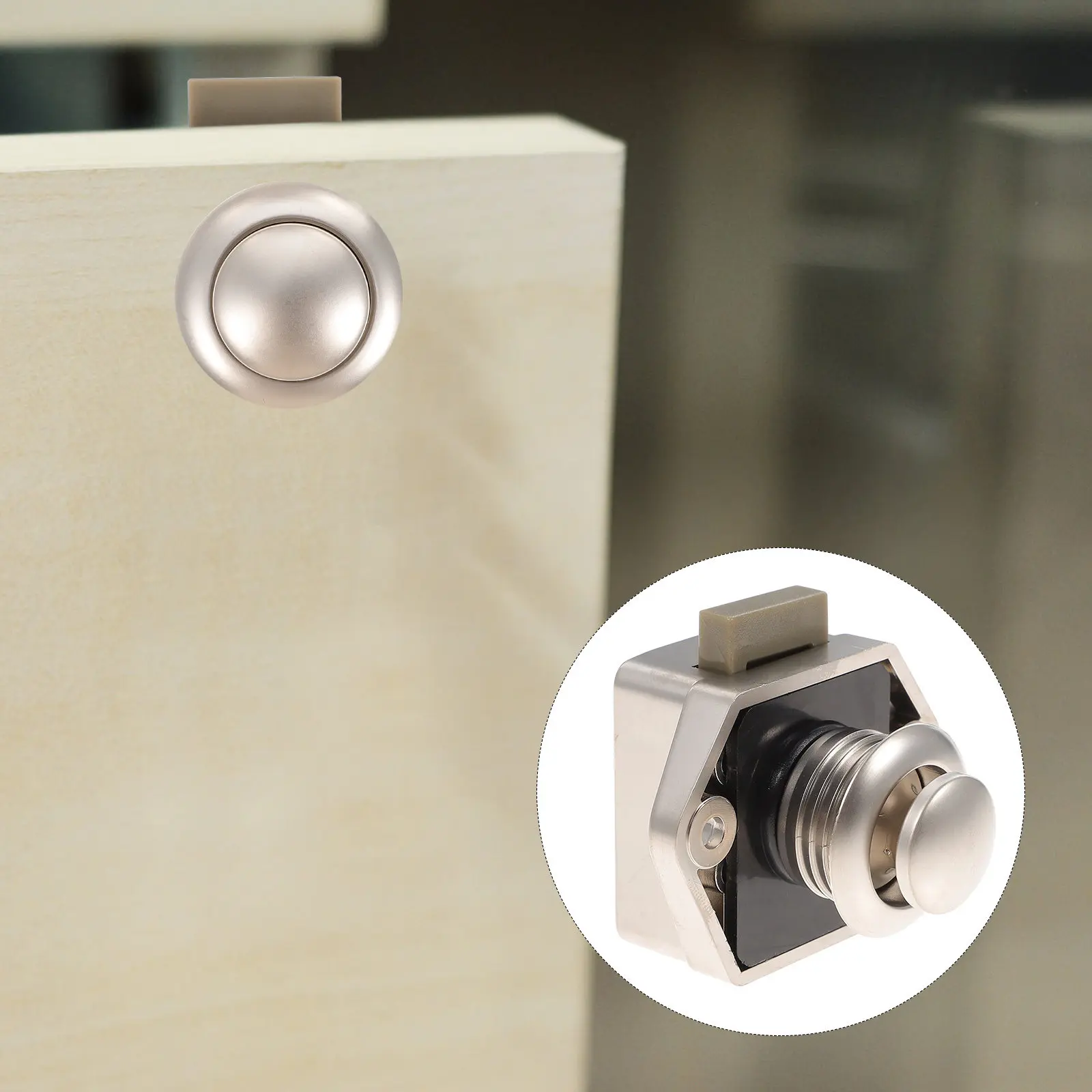 

Push Button Latch Rv Lock Zinc Alloy ABS Material Keyless Cabinet Door Catch Lock for Yachts Drawers Furniture