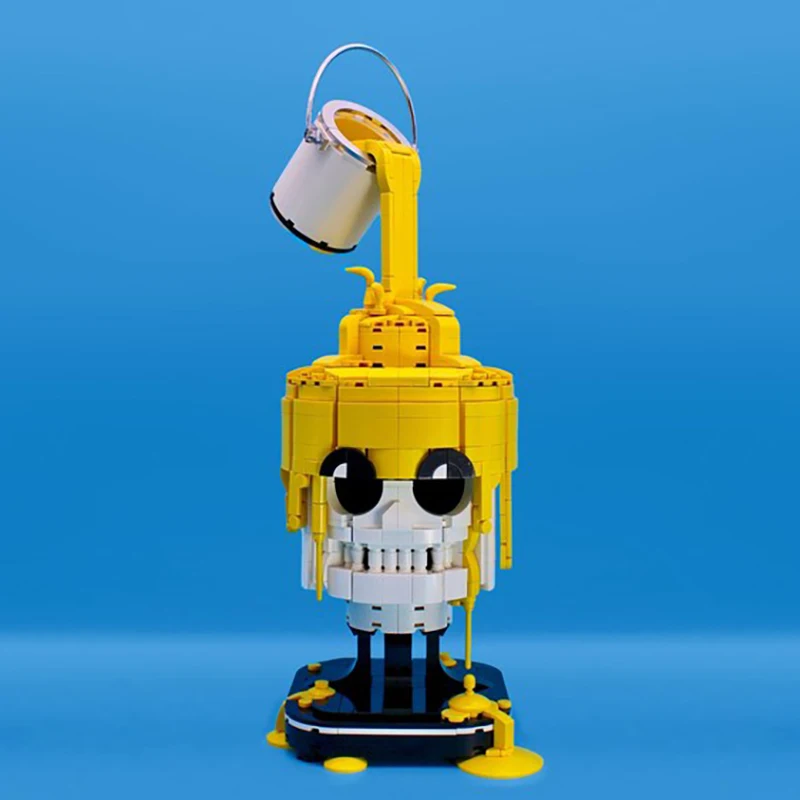 NEW 1147PCS MOC Paint Pouring on a Minifig Skull display model DIY creative ideas Assembly Puzzle Toy birthday christmas Gift