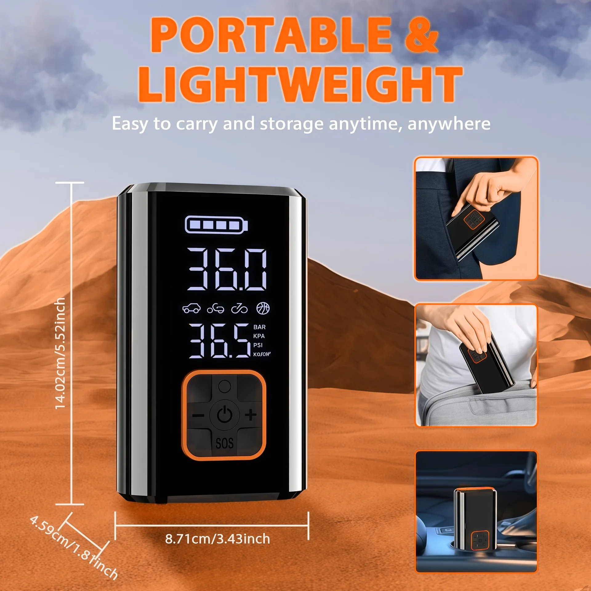 Portable Electric Wireless Car Air Pump Smart Tire Inflator Universal Multifunctional Inflator for Sedan SUV Off-road Bike view 3