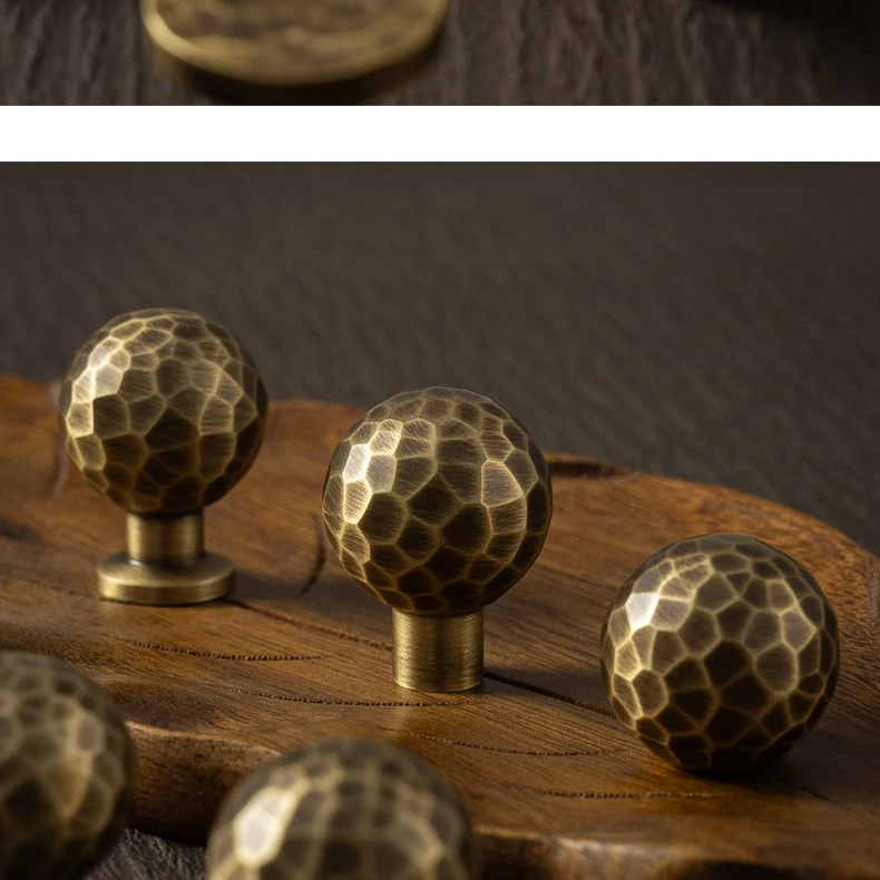 Hammered brass cabinet knob in antique brushed finish — product image 23