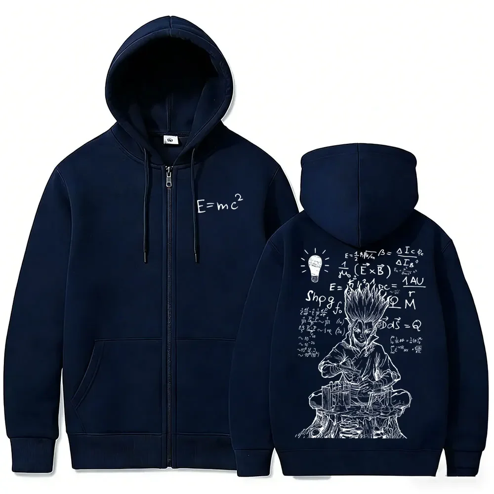 Anime Dr. Stone Zipper Hoodie Manga Senku Ishigami Zip Up Jacket Men Women Casual Oversized Zip Up Sweatshirt Cosplay Streetwear view 4