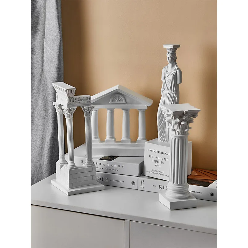 Retro style Roman architectural model art ornaments, European home desktop decoration ancient Greek statue resin ornaments