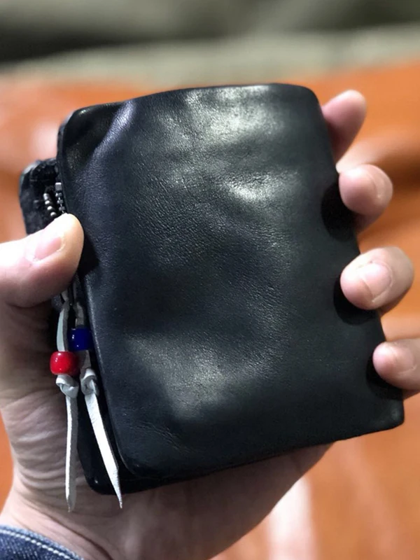 

Handmade ort Vertical Leather Wallet for Men Retro Folded Cowhide Simple Money Clip Soft Leather Youth Faion Accories