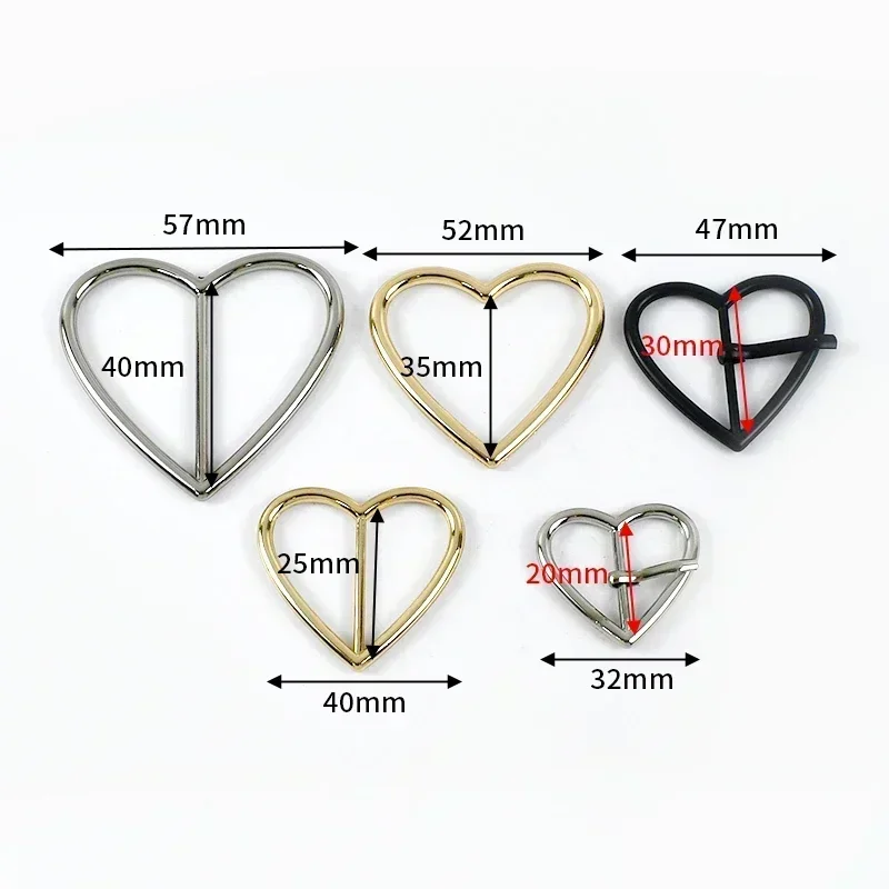 5/10Pcs 20/25/30/35/40mm Metal Buckles Heart Ring Belt Buckle Bag Strap Tri-Glide Sliders Webbing Pin Clasp Shoe Hook Accessory