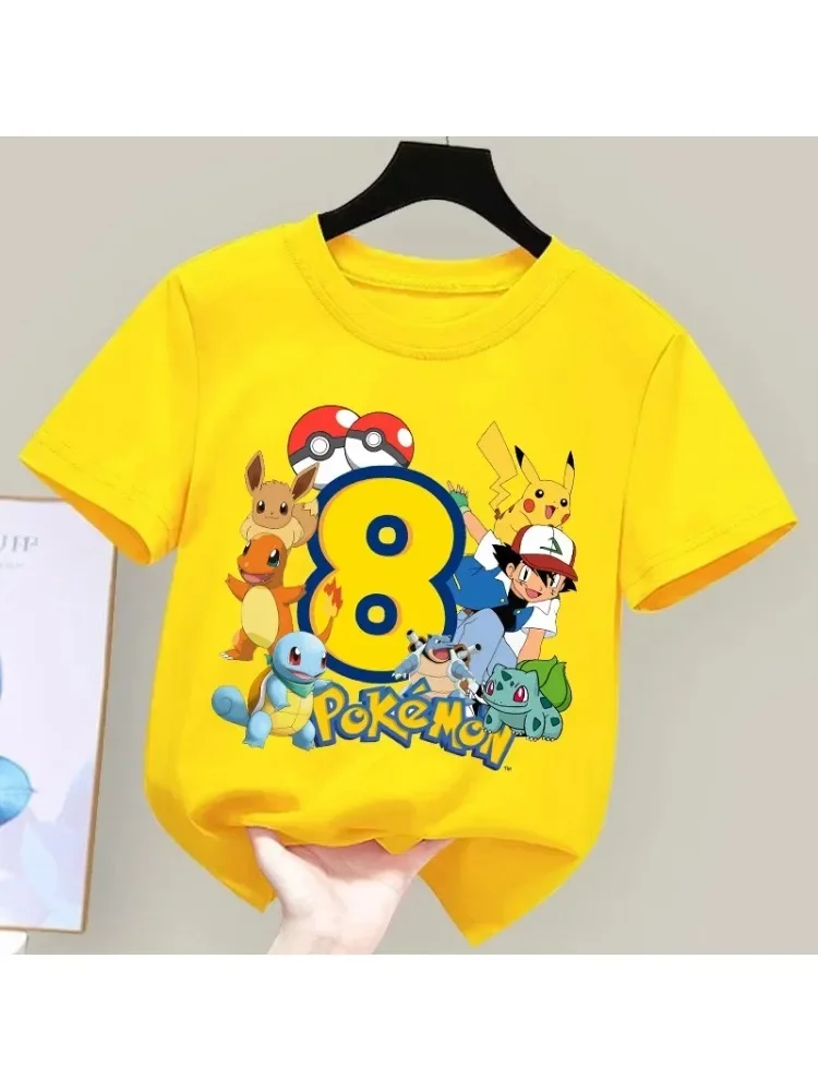 2026 Neues Kinder-T-Shirt mit Cartoon-Zahlen-Print, Kurzarm-T-Shirt mit Cartoon-Geburtstagsmotiv 1-9 für Jungen und Mädchen, Sommer-Mode-Kinder-T-Shirt
