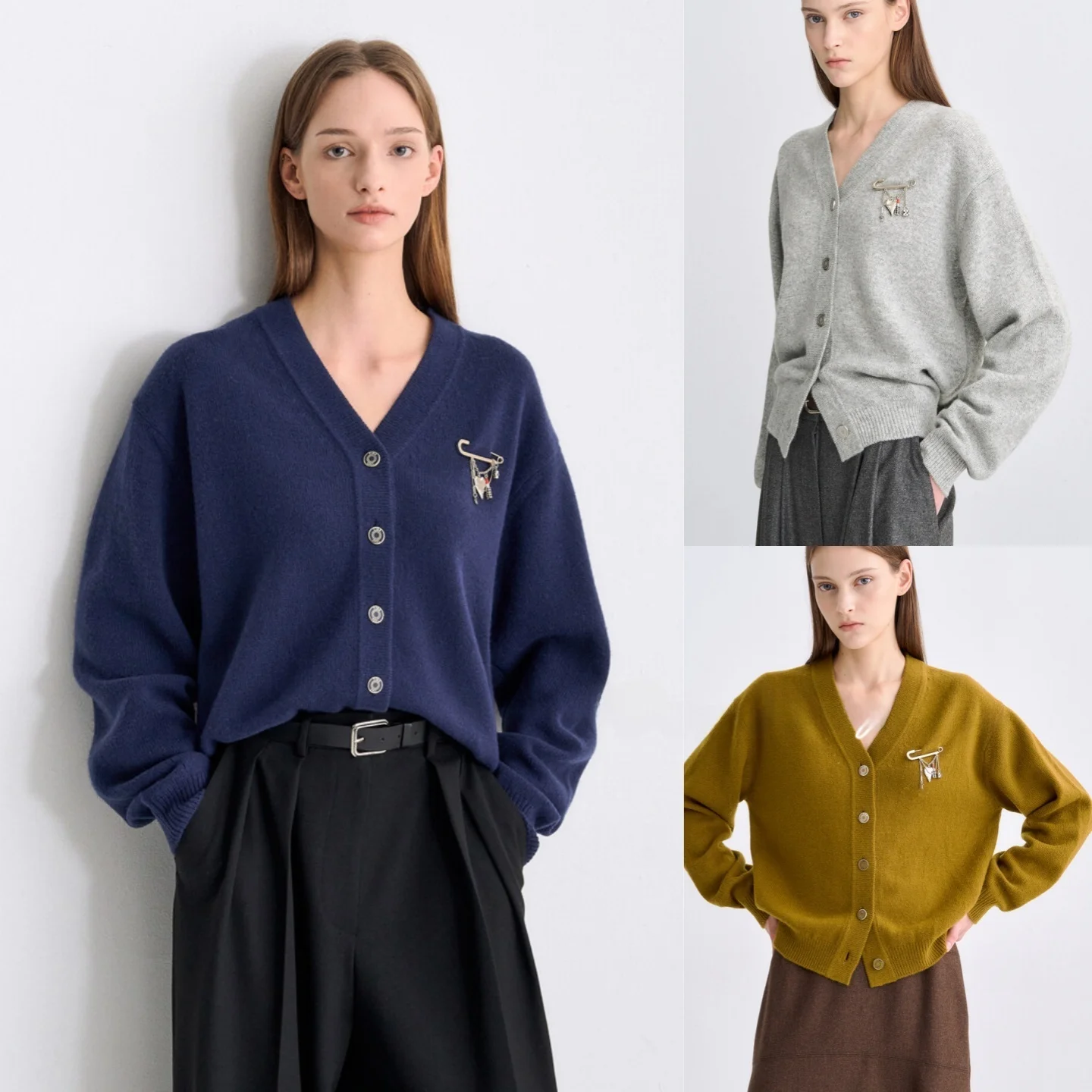 

Exquisite Pure Wool Knitted Cardigan V-Ne Commute Versatile Long Sve Button up Women's Faion Korean Sle Winter 2025