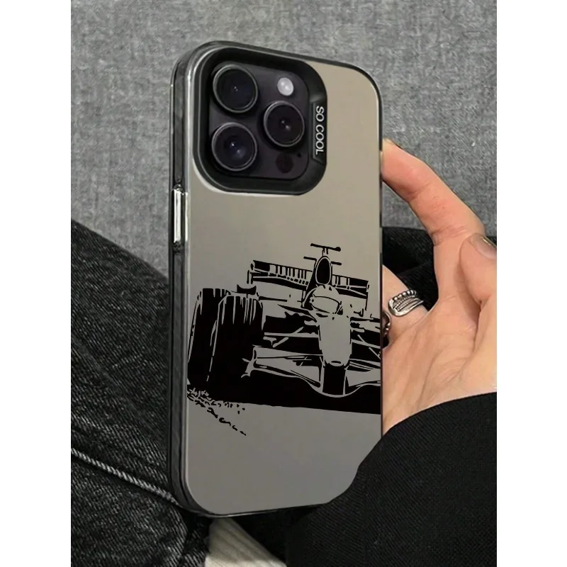 

Racing Car Pattern Colorful Silver Phone Case for iPhone 17 16 Pro 15 Pro 14 13 12 11 XS 14 PRO MAX 16 plus 14Pro 12pro