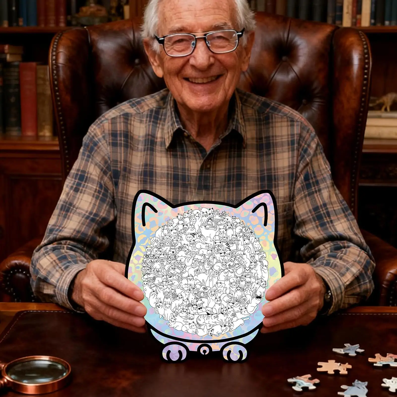 

Деревянные головоломки с изображением кота, милые настенные украшения, деревянные пазлы с животными для взрослых, для женщин, мужчин, детей, сына, дочки, подростков